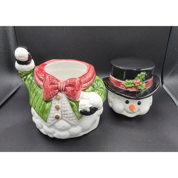 Vtg Fitz & Floyd (Omnibus Division) Snow Gentleman Cookie Jar - Picture 2 of 8